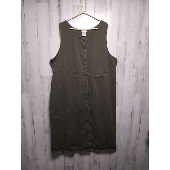 Roaman's Size B4 Green Canvas Sleeveless Dress - Picture 2 of 10